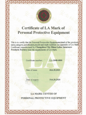 Labor Safety Certificate - English Version